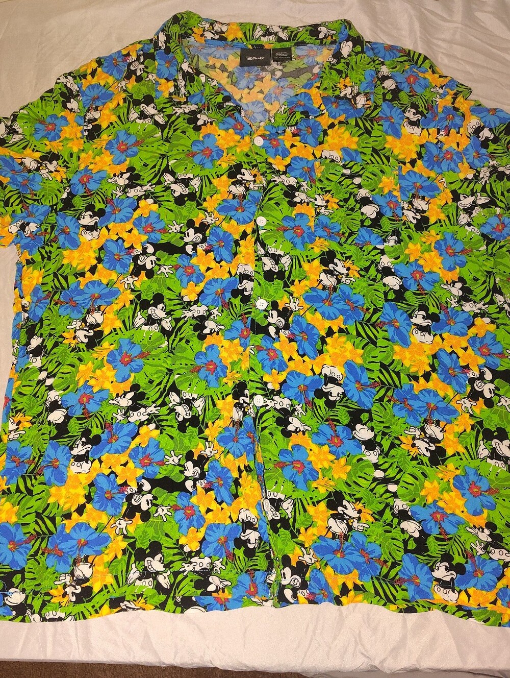 Disney Men's Short-Sleeve Hawaiian Shirt - Green Blue Yellow
